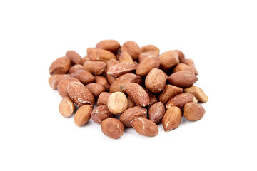 Peanuts isolated on white background. Shelled seeds