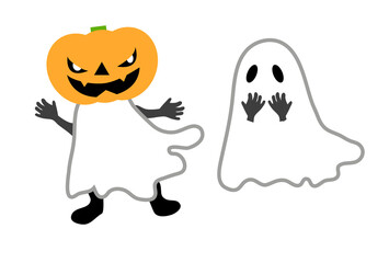 お化けに仮装しているハロウィンのイラスト
