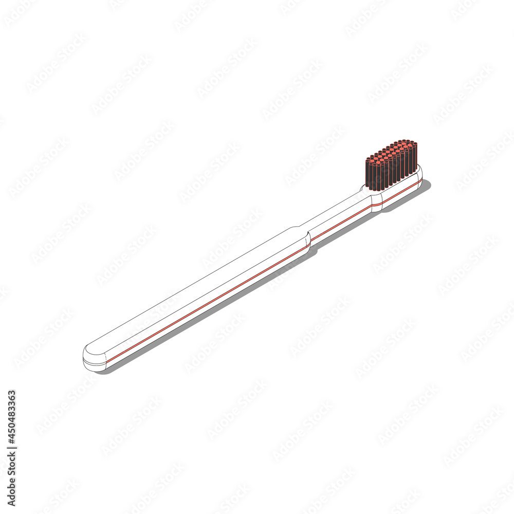 Sticker isometric toothbrush icon