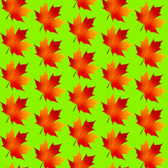 Naklejka na ściany i meble autumn leaves maple sale special offer seamless pattern background bg vector fall september october november wallpaper forest 