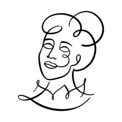 Portrait of face young girl with hair.