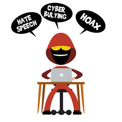 cyber criminal using laptop suitable for cyber security or cyber crime illustration