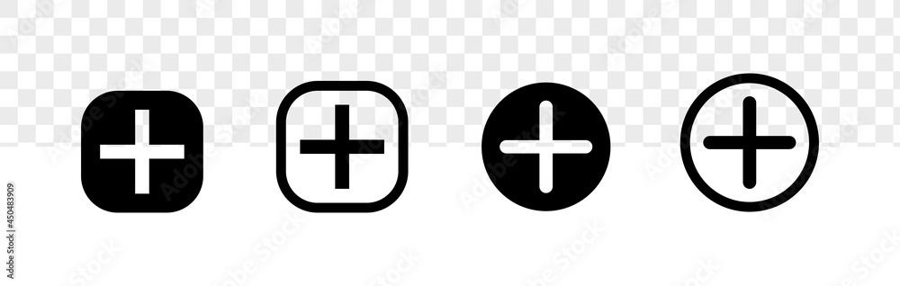 Poster add more icon best for mobile application interface. set of plus sign isolated on transparent backgr