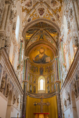 Fototapeta na wymiar Interior of the Cathedral-Basilica of Cefalu Duomo di Cefalu in Sicily
