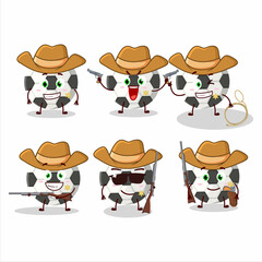 Cool cowboy soccer ball cartoon character with a cute hat - 450483921