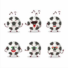 An image of soccer ball dancer cartoon character enjoying the music