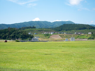 Fototapeta na wymiar 夏の青空と陸前高田の風景