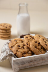 chocolate chip cookies and milk