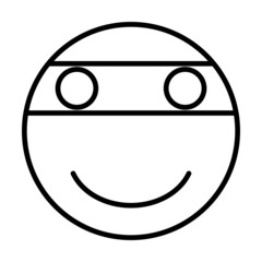 Ninja Smiley Face Vector Line Icon Design