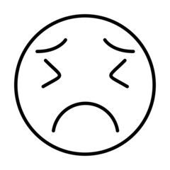 Worried Smiley Face Vector Line Icon Design