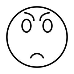 Angry Smiley Face Vector Line Icon Design
