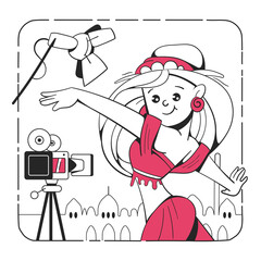 dancer dances against the background on camera