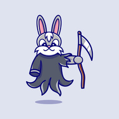 cute grim reaper rabbit illustration