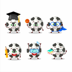 School student of soccer ball cartoon character with various expressions - 450486963