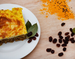 Traditional South African meat dish called Bebotie