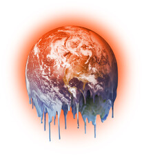 Melting hot dripping planet Earth climate warming concept