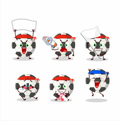 Mascot design style of soccer ball character as an attractive supporter - 450487573