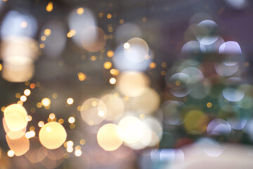 Christmas bokeh background. Party holiday lights. Abstract magic diamond. Crystal glitter gloss. Blur background. Festive defocused sphere