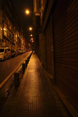 Street in the old town of Bilbao at night