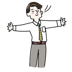 深呼吸をする男性