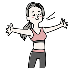 深呼吸をするスポーツウエアの女性