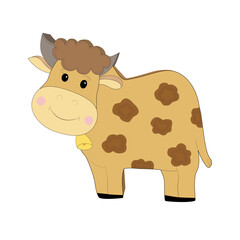 Wooden toy figure of a cow, a bull. A toy made with your own hands.