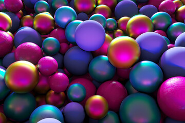 3D Merry Christmas holiday illustration. Colorful balls bubbles background. Creative event banner. Decorative element for festive cover design