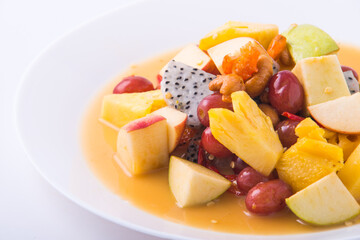 fruit salad on the white background.