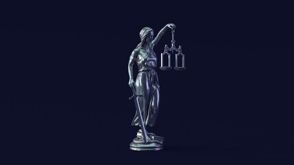 Silver Lady Justice Statue Antique Impartiality Judicial System Balance Blindfold judge Right 3d illustration render