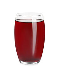 Glass of fresh tasty juice isolated on white