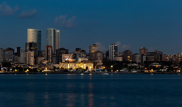 Modern buildings in Kadikoy district in Istanbul at night