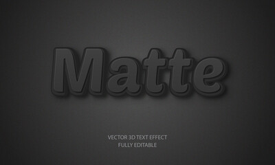 Editable 3d text effect design with letter black in matte color in vector	