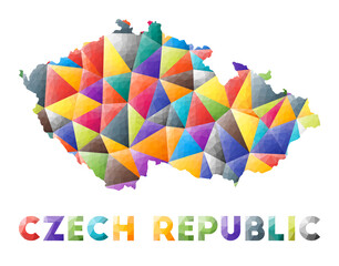 Czech Republic - colorful low poly country shape. Multicolor geometric triangles. Modern trendy design. Vector illustration.