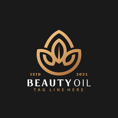 Golden Nature Beauty Oil Logo Design, Abstract Logos Designs Concept for Template