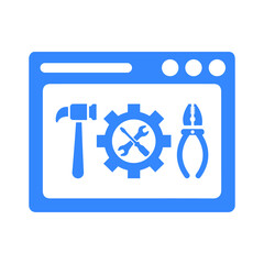 Website, maintenance icon. Blue color vector.