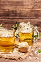 Elderberry flower tea. Refreshing summer drink, healthy lifestyle concept