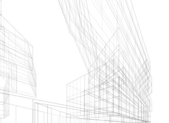 Fototapeta premium abstract architectural drawing 3d illustration