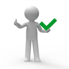 3d man with green check mark