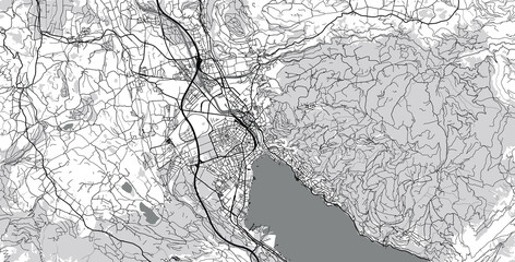 Urban vector city map of thun, Switzerland, Europe