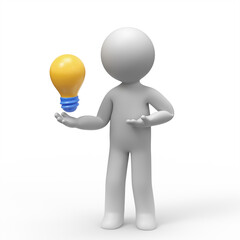 3d man holding a light bulb