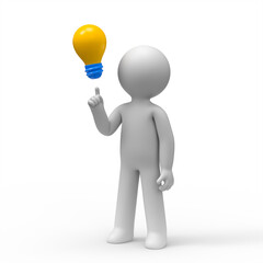 3d man pointing to a light bulb