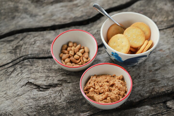 making homemade peanut butter from fresh organic peanut from farm for healthy eating in daily life