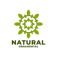 creative unique ornamental logo with nature theme. leaf ornament vector template.