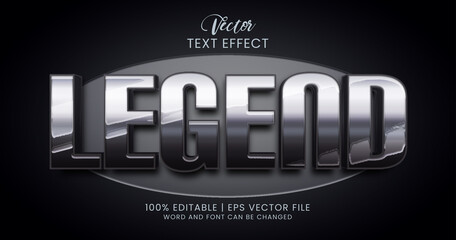 Silver metallic editable text effect, Legend text style