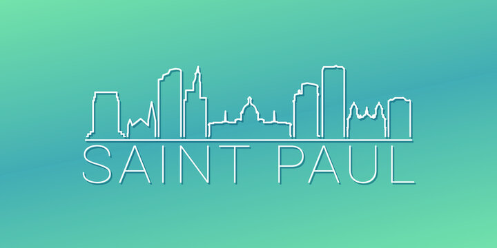 St Paul, MN, USA Skyline Linear Design. Flat City Illustration Minimal Clip Art. Background Gradient Travel Vector Icon.