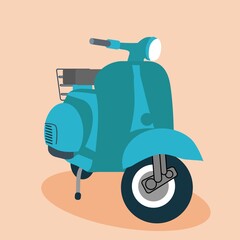 Vintage classic motor scooter flat illustration