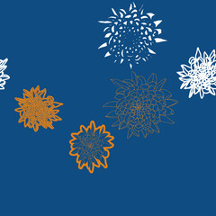 Vector seamless floral pattern with chrysanthemums. Hand drawn flowers background.