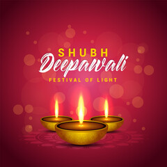 Happy diwali invitation celebration vector illustration of diwali diya