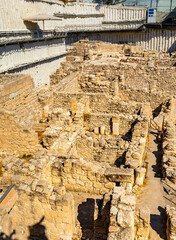 King David Royal Quarter archeological site with excavation of ancient City of David in Kidron...