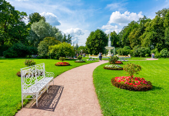 Private garden of Catherine palace in Tsarskoe Selo (Pushkin), Saint Petersburg, Russia